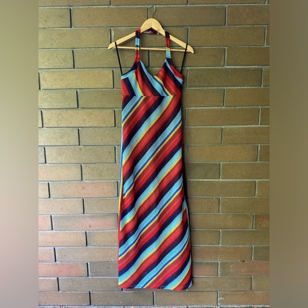 RARE 90’s Vintage Le Chateau Striped Knit Maxi Dress